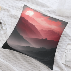 Housse de coussin en peluche Montagne au Coucher de Soleil - Okomall