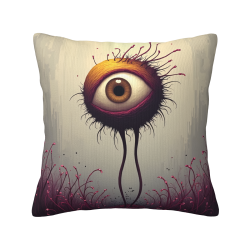 Housse de coussin pelucheuse avec motif d'œil effrayant - Okomall