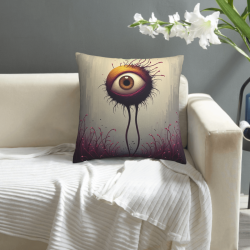 Housse de coussin pelucheuse avec motif d'œil effrayant - Okomall