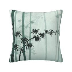 Housse de Coussin en Velours Forêt de Bambou Zen - Okomall