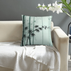Housse de Coussin en Velours Forêt de Bambou Zen - Okomall