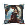 Double - sided Plush Pillowcase - Fantasy Dragon Girl Pattern