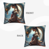 Funda de almohada de felpa reversible - Diseño de chica dragón fantástica