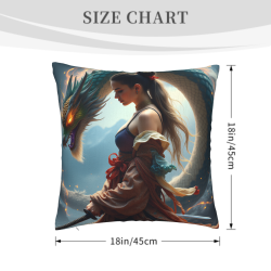 Double - sided Plush Pillowcase - Fantasy Dragon Girl Pattern