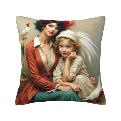 Housse de Coussin en Peluche Portrait de Fille Vintage - Okomall