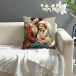 Copricuscino in Peluche con Ritratto di Ragazza Vintage - Okomall