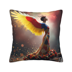 Coussin décoratif en peluche double face avec motif exquis 45x45 cm