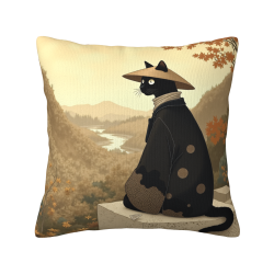 18x18インチ 両面猫柄プラッシュピローカバー