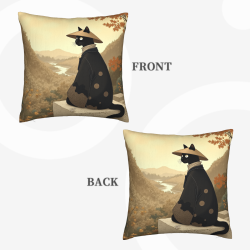Funda de almohada de felpa doble cara de 18x18 pulgadas con diseño de gato