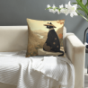 Housse de coussin en peluche double face 18x18 pouces avec motif chat