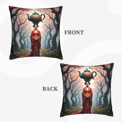 Funda de Almohada de Peluche (18x18 pulgadas) - Estilo Japonés