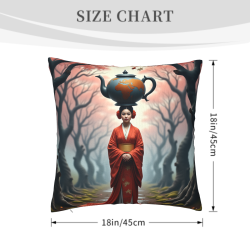 더블 사이드 플러시 베개커버 (18x18인치) - 일본 스타일