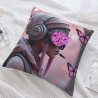 Housse de coussin en peluche réversible 18x18 pouces avec motif de fille stylée et papillons
