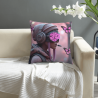 Housse de coussin en peluche réversible 18x18 pouces avec motif de fille stylée et papillons