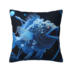 Fodera per cuscino in peluche doppia faccia 18x18 pollici con motivo pesci delle profondità marine