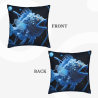 Housse de coussin en peluche recto-verso 18x18 pouces avec motif de poissons des profondeurs
