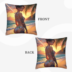 Copricuscino in peluche doppia faccia 18x18 pollici con motivo ragazza in bikini