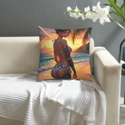 18x18 Zoll doppelseitiger Plüsch-Kissenbezug mit Bikini-Mädchen-Muster