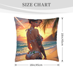 18x18 Zoll doppelseitiger Plüsch-Kissenbezug mit Bikini-Mädchen-Muster