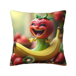 Housse de coussin en peluche recto-verso 18x18 pouces avec motif de fruits cartoon