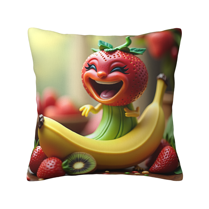 18x18 인치 더블 사이드 플러시 베개커버 (과일 카툰 패턴)