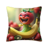 Housse de coussin en peluche recto-verso 18x18 pouces avec motif de fruits cartoon