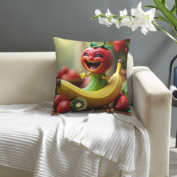 18x18 inches Double - sided Plush Pillowcase with Fruit Cartoon