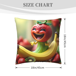 18x18 인치 더블 사이드 플러시 베개커버 (과일 카툰 패턴)
