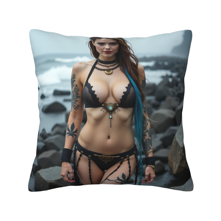 Housse de Coussin en Peluche Double Face 45x45 cm avec Motif de Femme Sexy