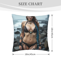 18x18인치 양면 플러시 베개 커버, 섹시한 여성 패턴