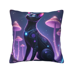 Housse de coussin en peluche recto-verso 18x18 pouces avec motif de chat