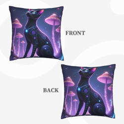 Funda de almohada de felpa doble cara de 18x18 pulgadas con estampado de gato