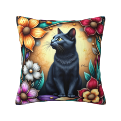 Housse de coussin en peluche à motif floral - Okomall