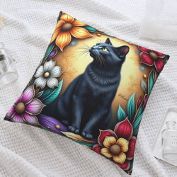 Copricuscino in peluche con motivo floreale - Okomall