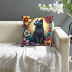 Copricuscino in peluche con motivo floreale - Okomall
