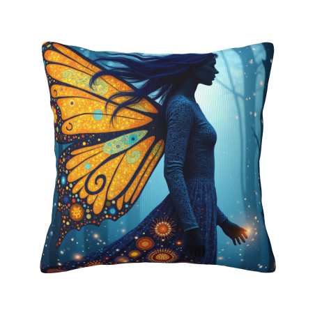 Cojín de Peluche Double Cara (Motivo Niña Mariposa) 18x18in