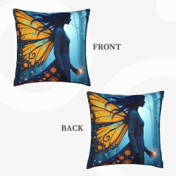 Coussin en Peluche Double Face (Motif Fille Papillon) 18x18in