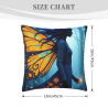 Coussin en Peluche Double Face (Motif Fille Papillon) 18x18in