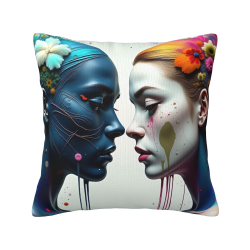 Coussin en Peluche Artistique - Portrait Abstrait de Femme | Okomall
