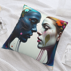 Cuscino in Peluche Artistico - Ritratto Astratto di Donna | Okomall