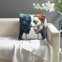 Cuscino in Peluche Artistico - Ritratto Astratto di Donna | Okomall