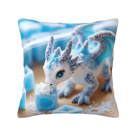 Doppelseitiger Plüsch-Kissenbezug (18x18 Zoll) - Blaues Drachenmuster
