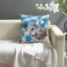 Housse de coussin en peluche réversible (18x18 pouces) - Motif de dragon bleu