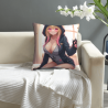 Funda de Almohada de Peluche Anime Chica Bonita de Doble Cara 18x18 pulgadas