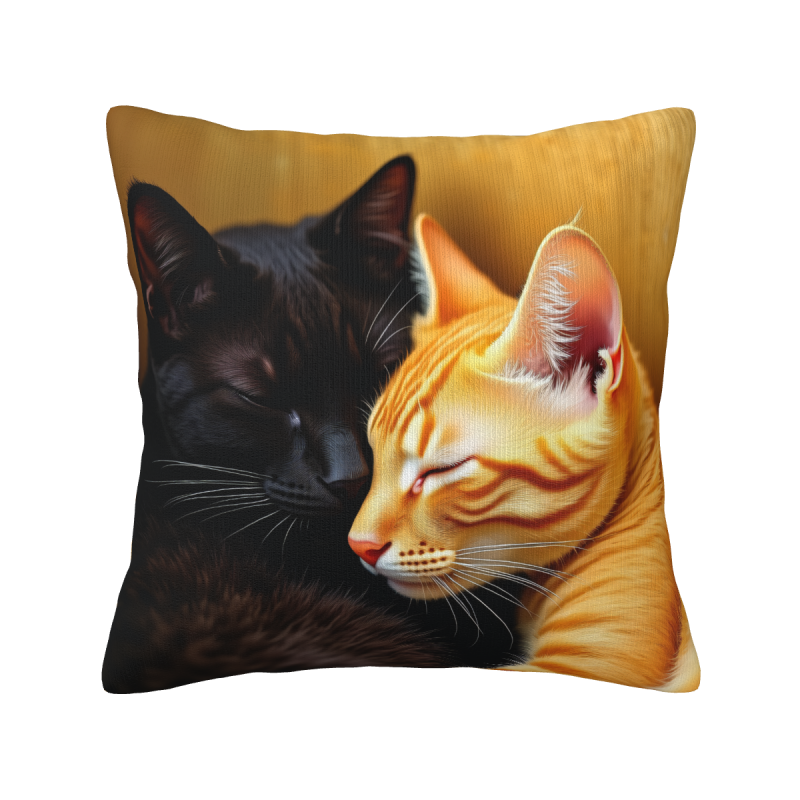 Plüsch-Kissenhülle mit Katzenmotiv - Okomall