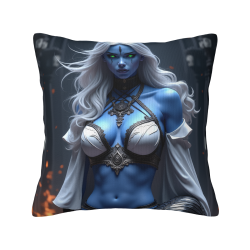 더블 사이드 플러시 베개커버 (판타지 블루 스킨 여성) 18x18인치