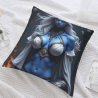 Coussin en peluche double face (Femme à peau bleue fantastique) 18x18 pouces