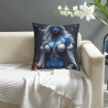 Coussin en peluche double face (Femme à peau bleue fantastique) 18x18 pouces