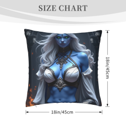 Doppelseitiger Plüsch-Kissenbezug (Fantasy-Blau-häutige Frau) 18x18 Zoll