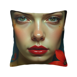 Housse de Coussin en Peluche à Visage Féminin Artistique - Okomall